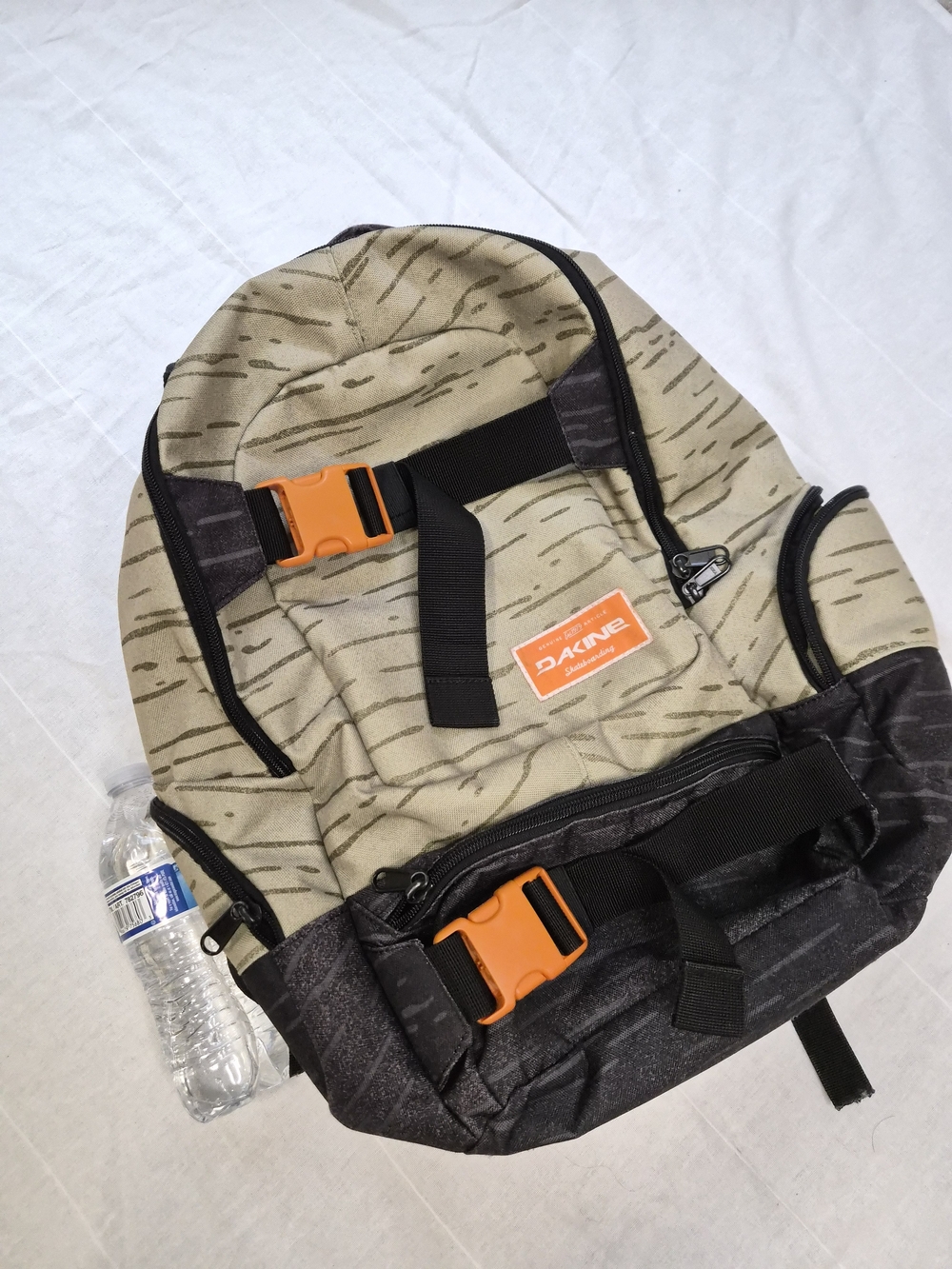 Dakine Tan Backpack with Black Base and Orange Accents